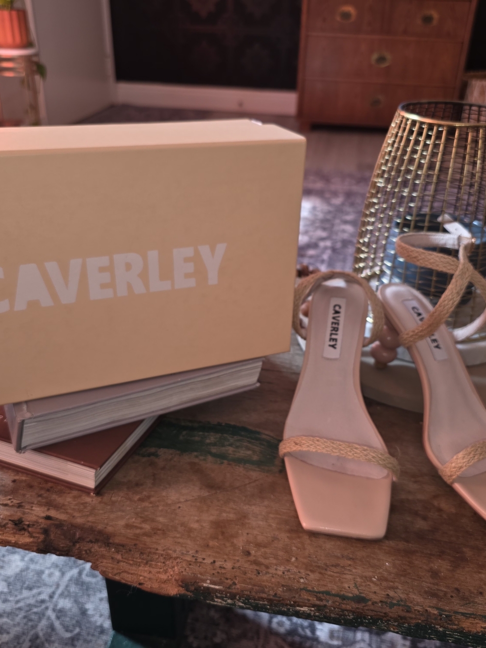 Caverley Blush Pink Braided-Strap Mid Heel Sandals